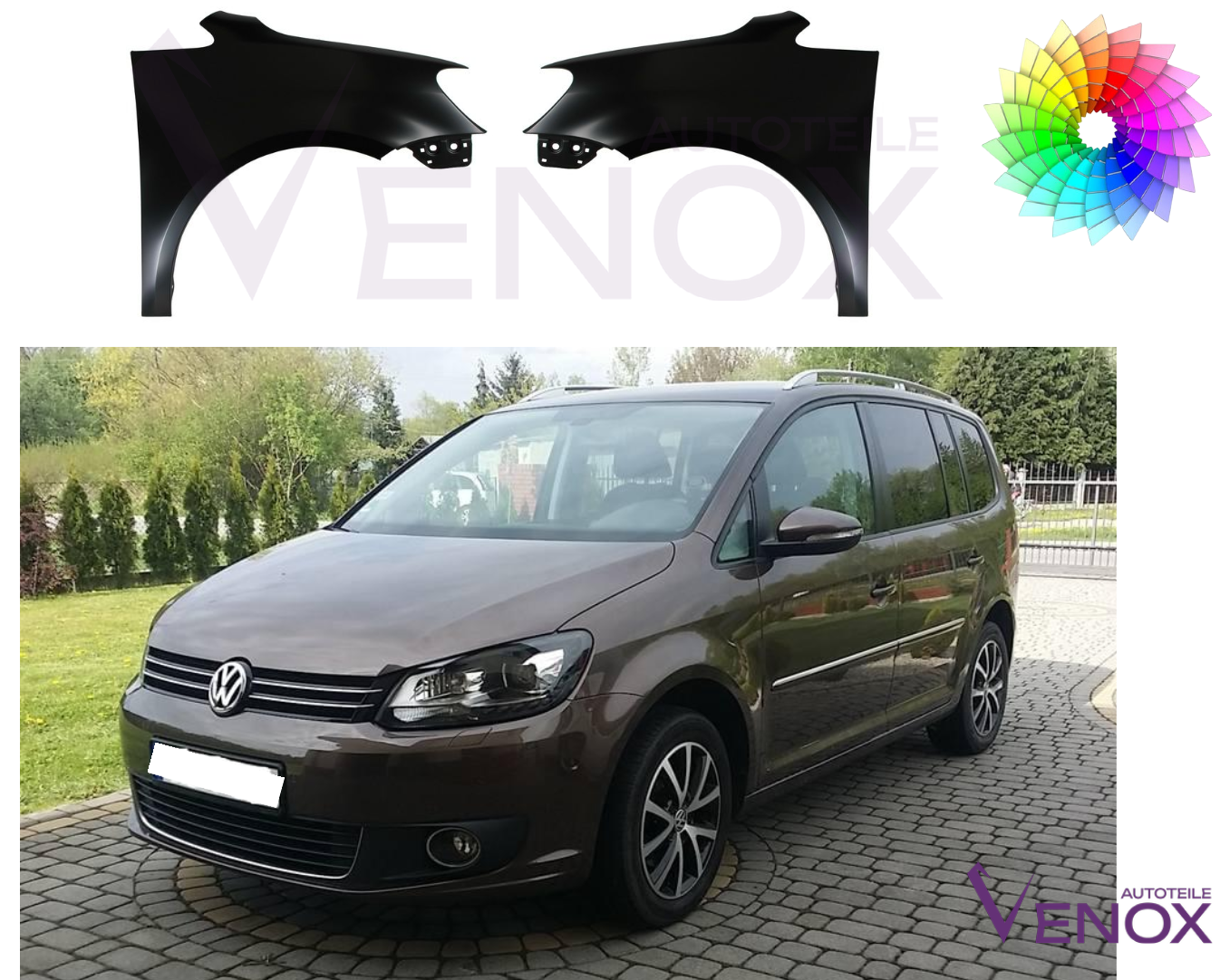 Voor VW Touran 1T3 2010-2015 Rechter voorspatbord gespoten in de kleur van je keuze - Afbeelding 2