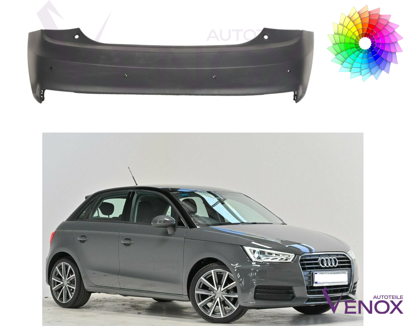 Voor Audi A1 2015-2018 8X +- PDC achterbumper Gespoten in de gewenste kleur - Afbeelding 2
