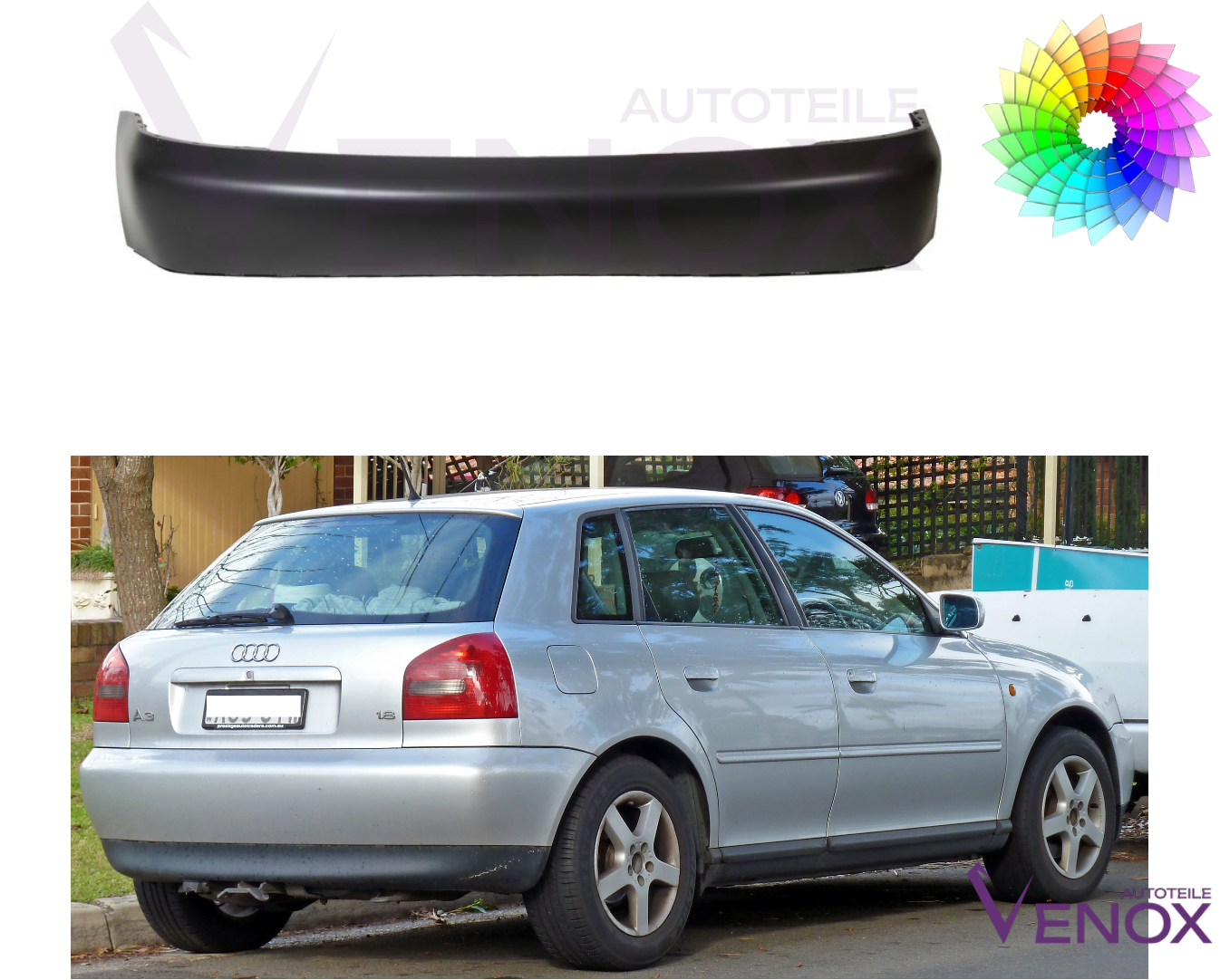 Voor Audi A3 1996-1999 Achterbumper gespoten in de gewenste kleur - Afbeelding 2