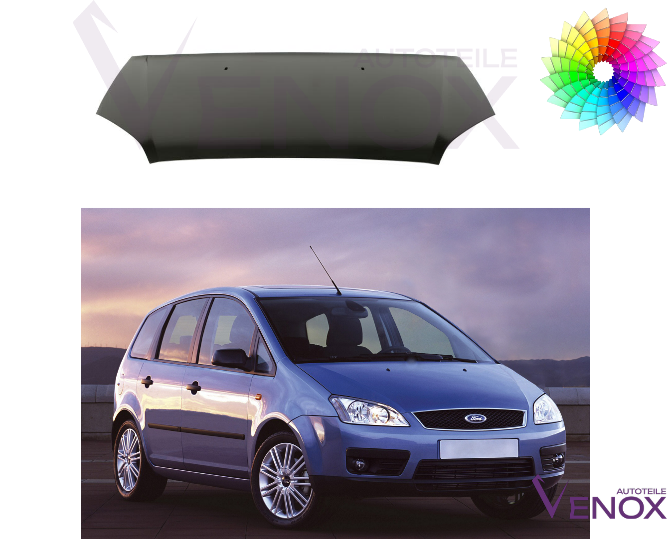 Voor Ford Focus C-Max C214 2003-2007 motorkap gespoten in gewenste kleur Nieuw - Afbeelding 2