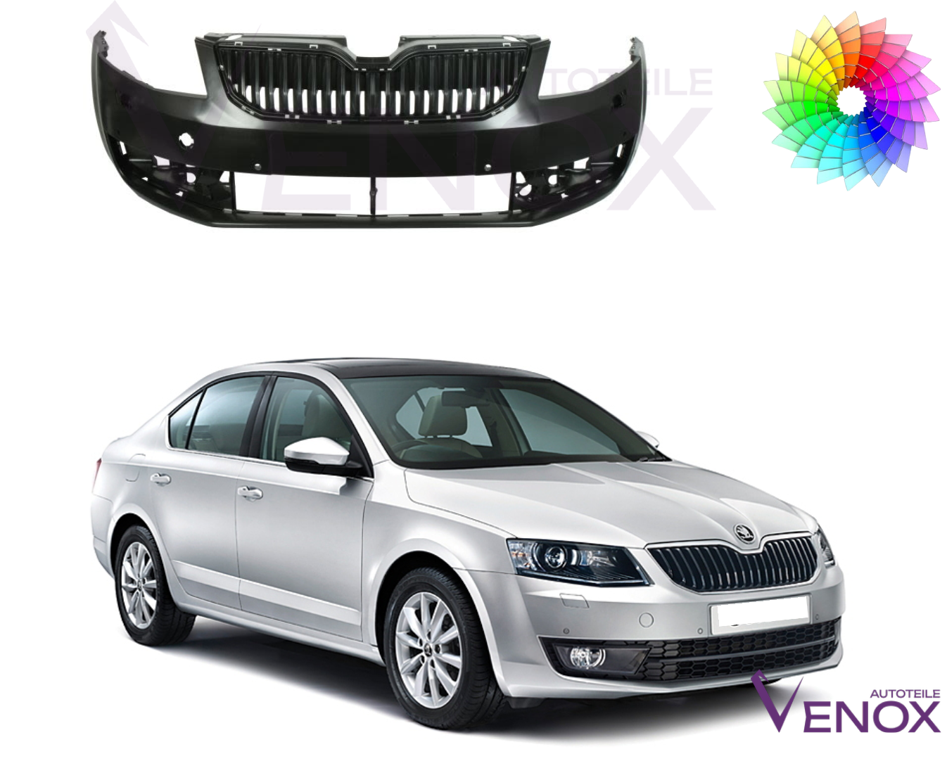 Voor Skoda Octavia 5E 2013-2017 Bumper SRA PDC Voor gespoten in gewenste kleur - Afbeelding 2